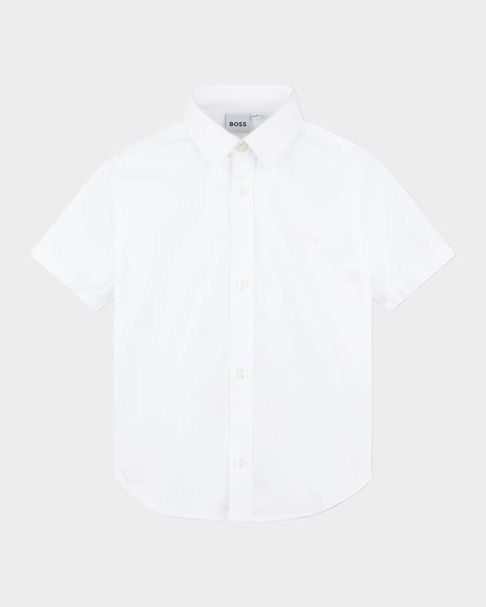Boy's Logo Embroidered Button Down Shirt, Size 4-5